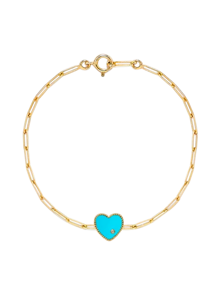 Diamond bracelet pm turquoise heart yellow gold