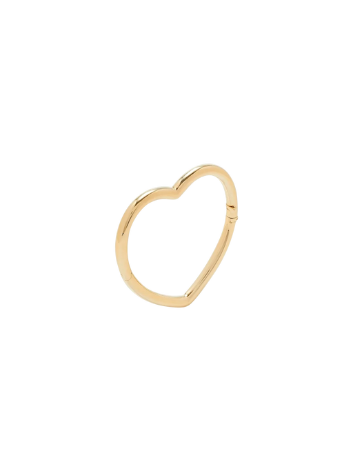 Yellow gold smooth heart bangle bracelet photo