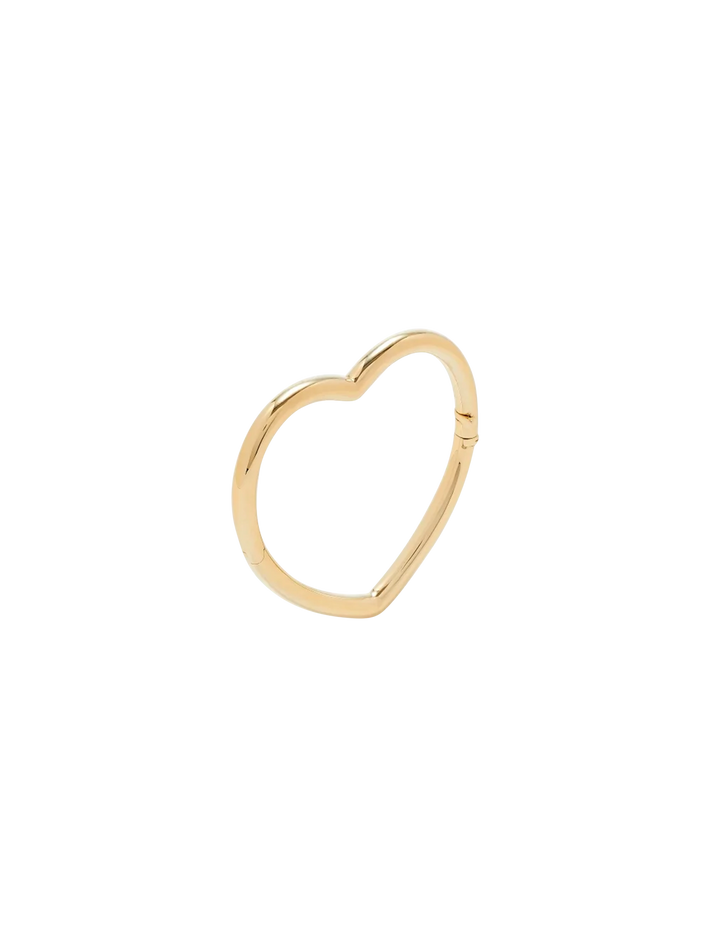 Yellow gold smooth heart bangle bracelet