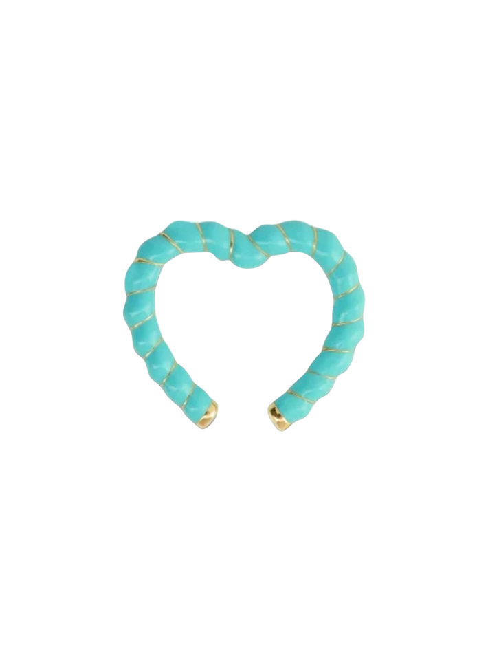 Yellow gold turquoise heart clip