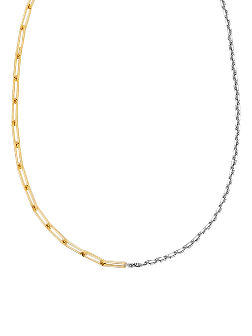 Maxi nude solitaire necklace in mixed golds photo