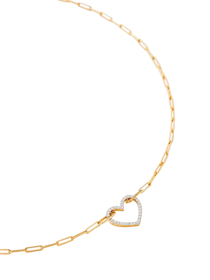 Small heart necklace diamonds yellow gold