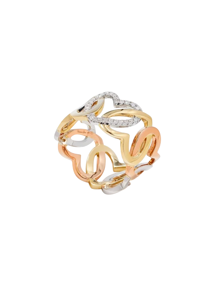 3 gold heart link ring