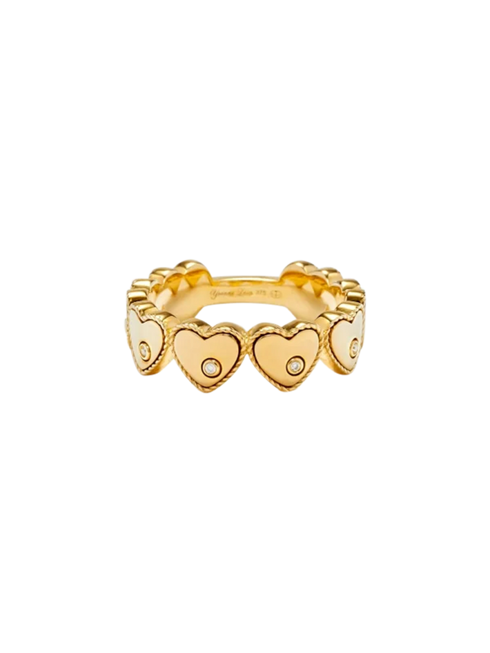 Yellow gold multi hearts wedding ring