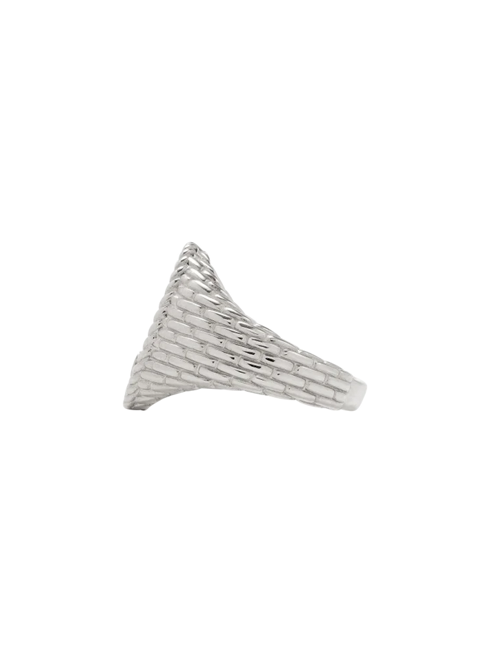 White gold cannage oval signet ring