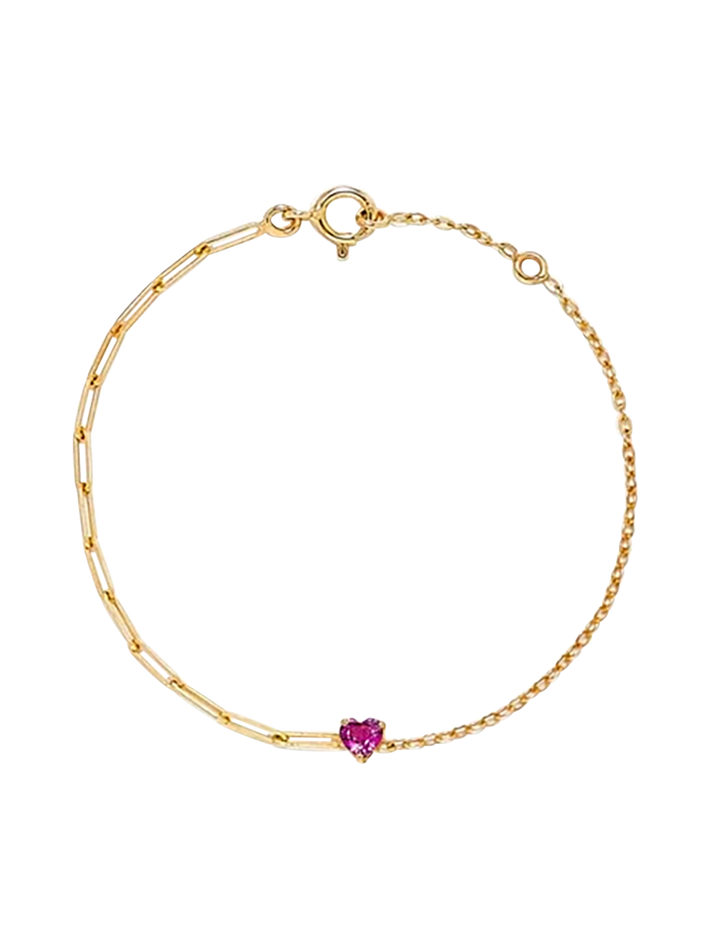 Solitaire bracelet heart pink yellow gold