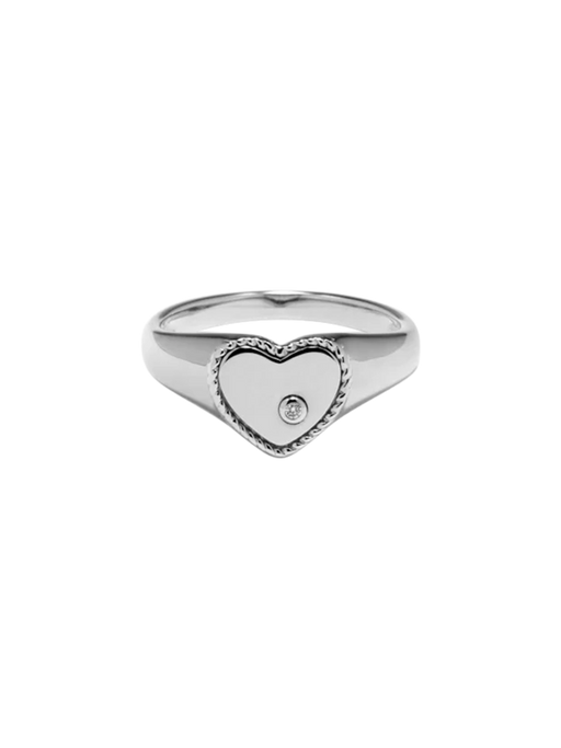 Baby chevalière coeur or blanc ring photo