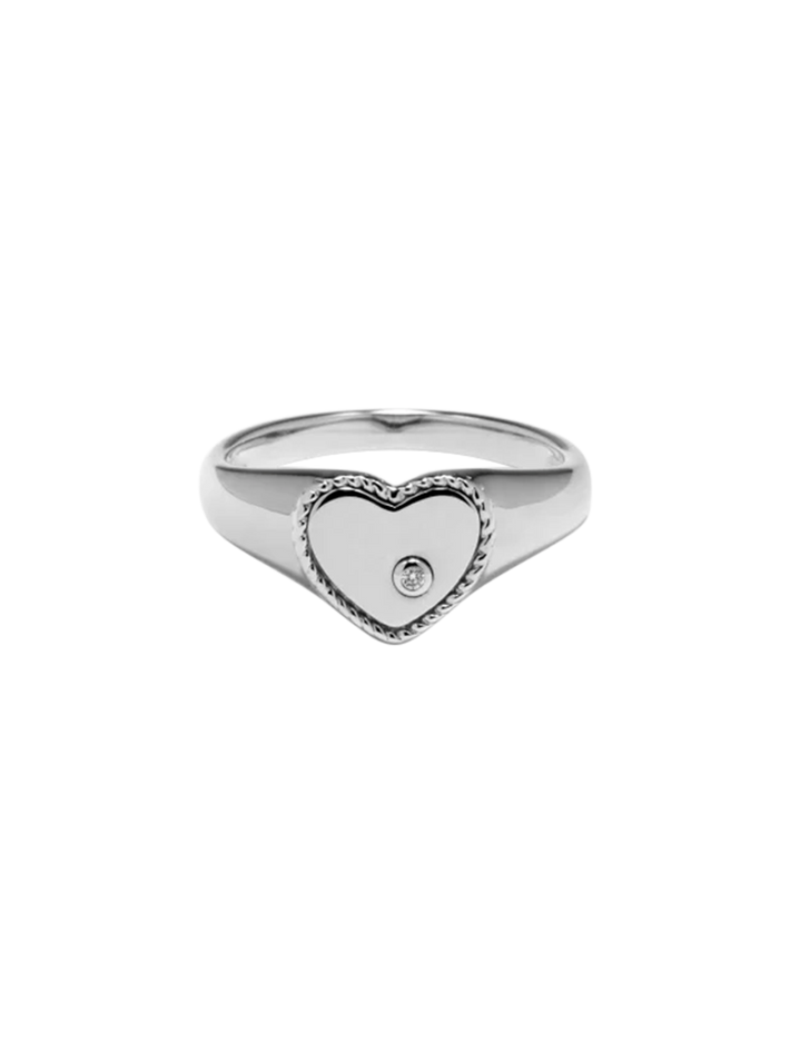 Baby chevalière coeur or blanc ring