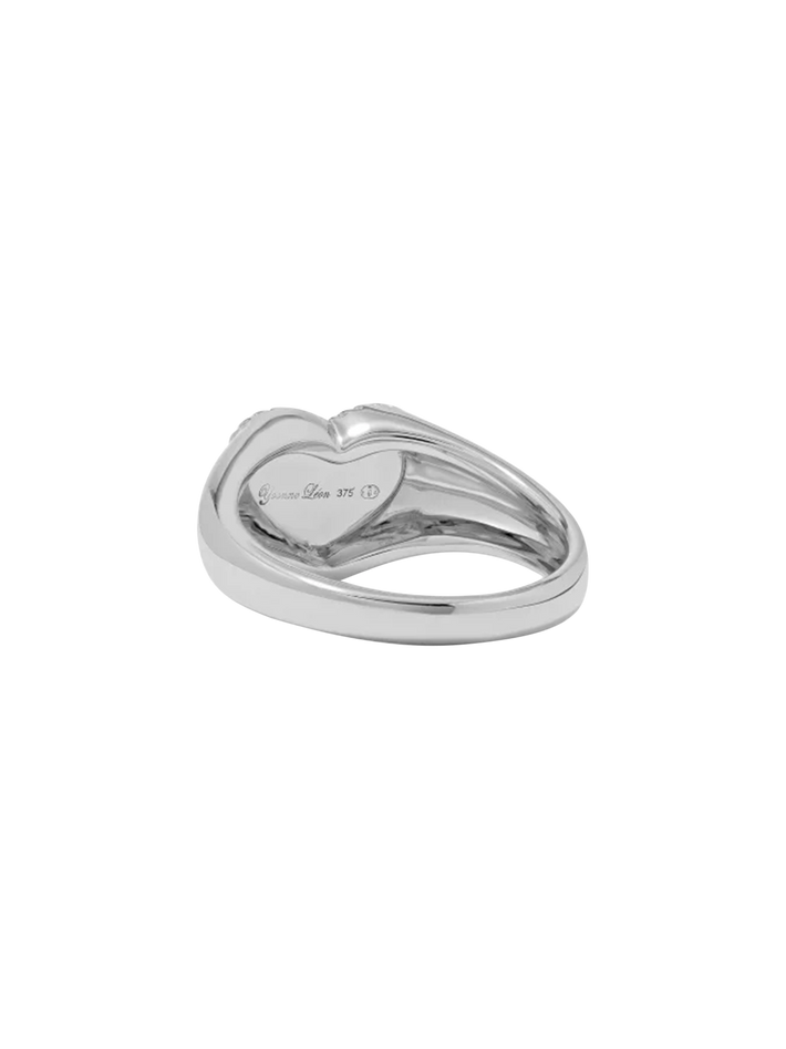 Baby chevalière coeur or blanc ring