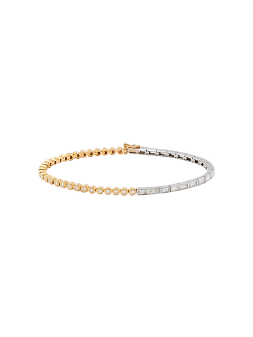 Baguette river bracelet closed diamonds mixed gold photo