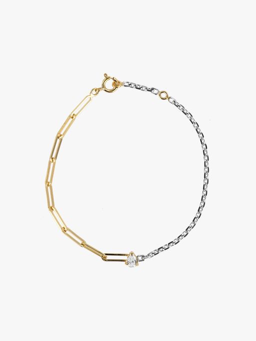 Two tone maxi pear-shape diamond mixed-chain bracelet photo