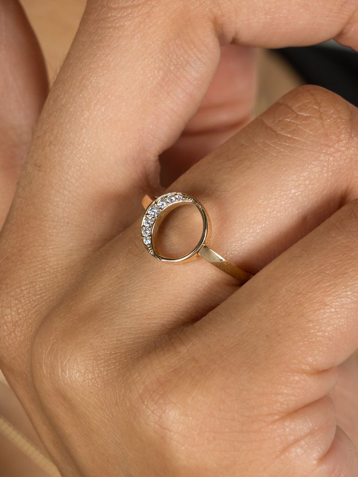 New moon diamond ring