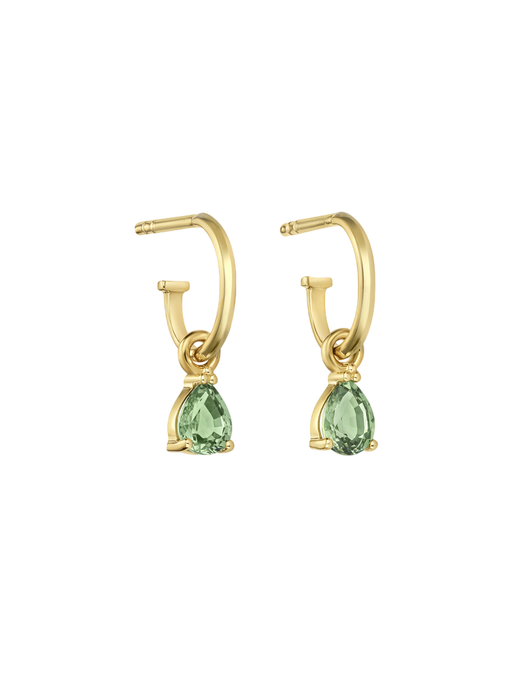 Dew drop green sapphire hoop earrings photo