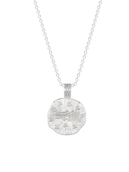 Sun in aquarius necklace - sterling silver photo