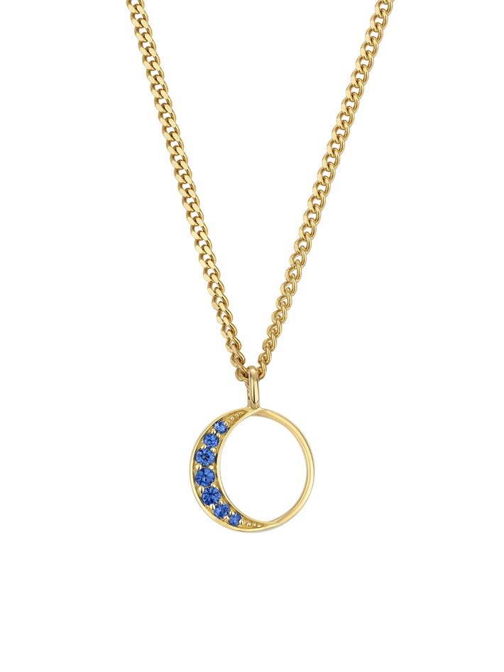 New moon blue sapphire necklace