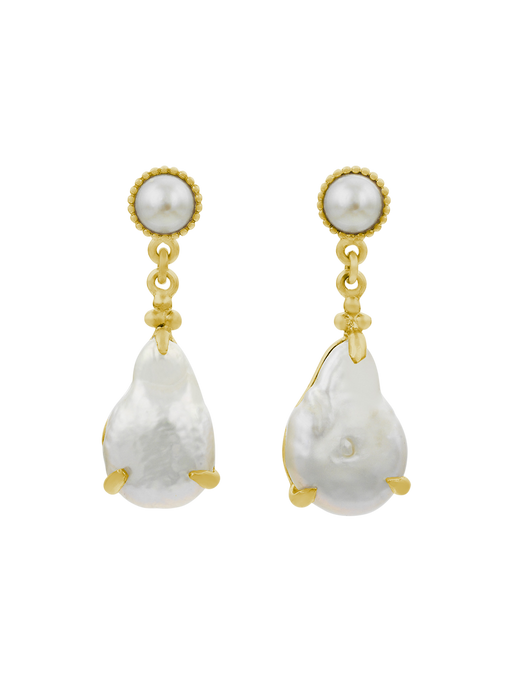Keshi pearl earrings gold photo