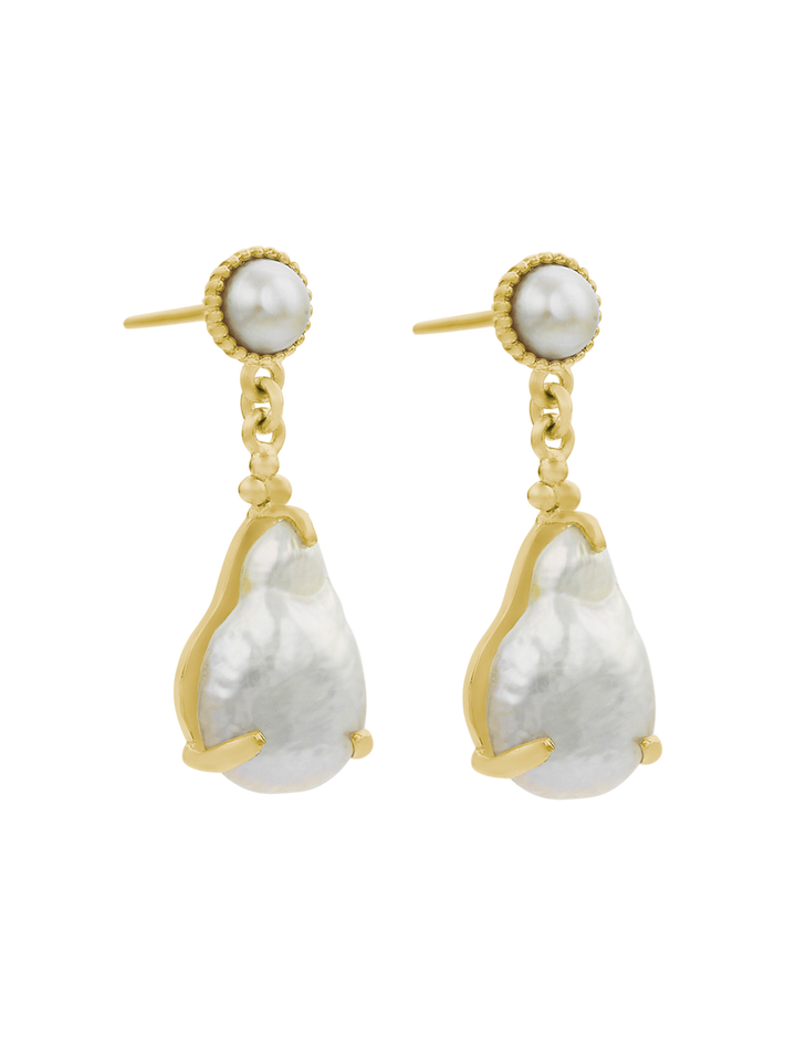 Keshi pearl earrings gold
