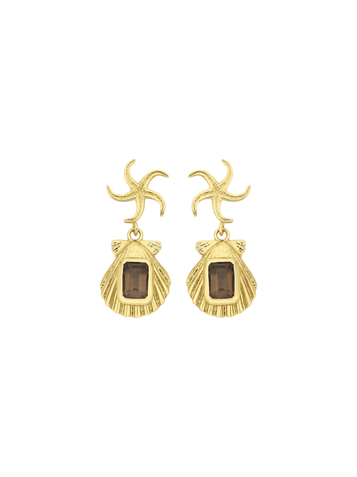 Alara earrings gold with smokey quartz photo