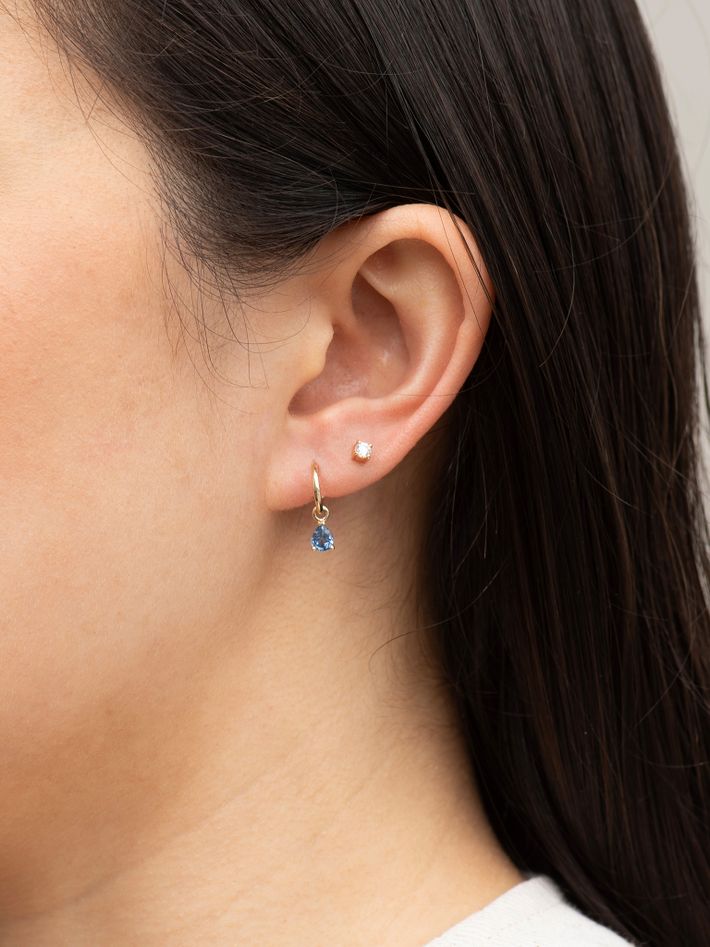 Dew drop blue sapphire hoop earrings