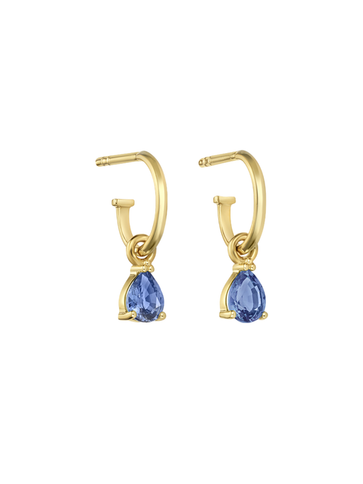 Dew drop blue sapphire hoop earrings photo