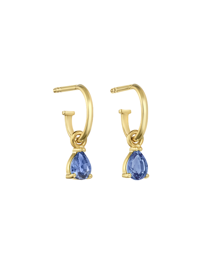 Dew drop blue sapphire hoop earrings