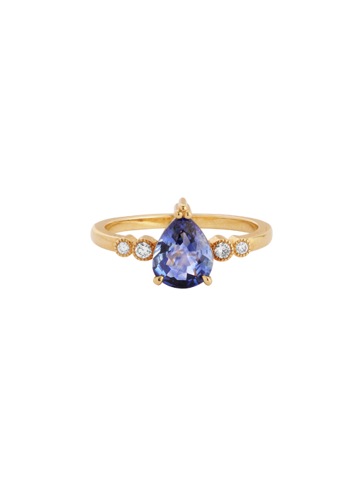 Pear cut blue sapphire ring photo