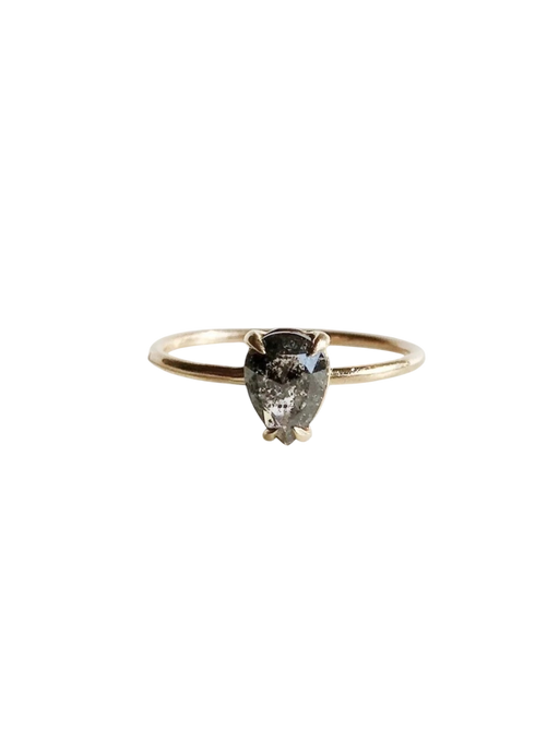 Salt + Pepper Pear Diamond Ring photo