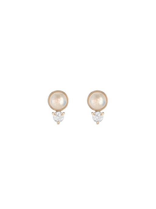 Moonstone + salt + pepper diamond studs photo