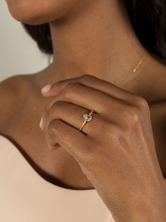 Peachy pear diamond ring