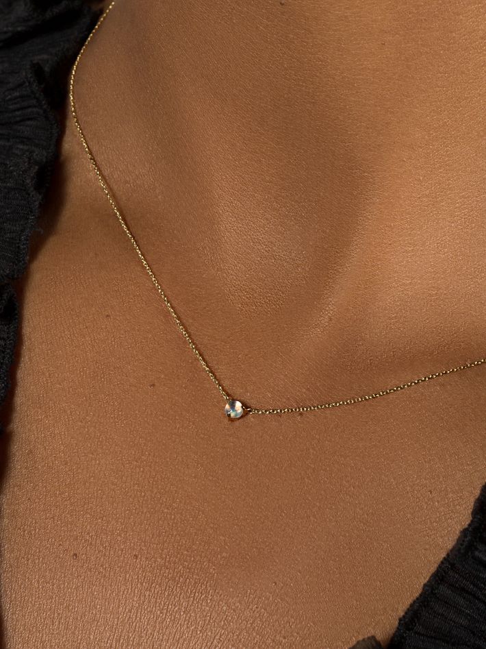 Mini rainbow moonstone necklace