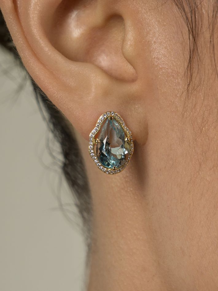 Glow earrings peach morganite with diamonds
