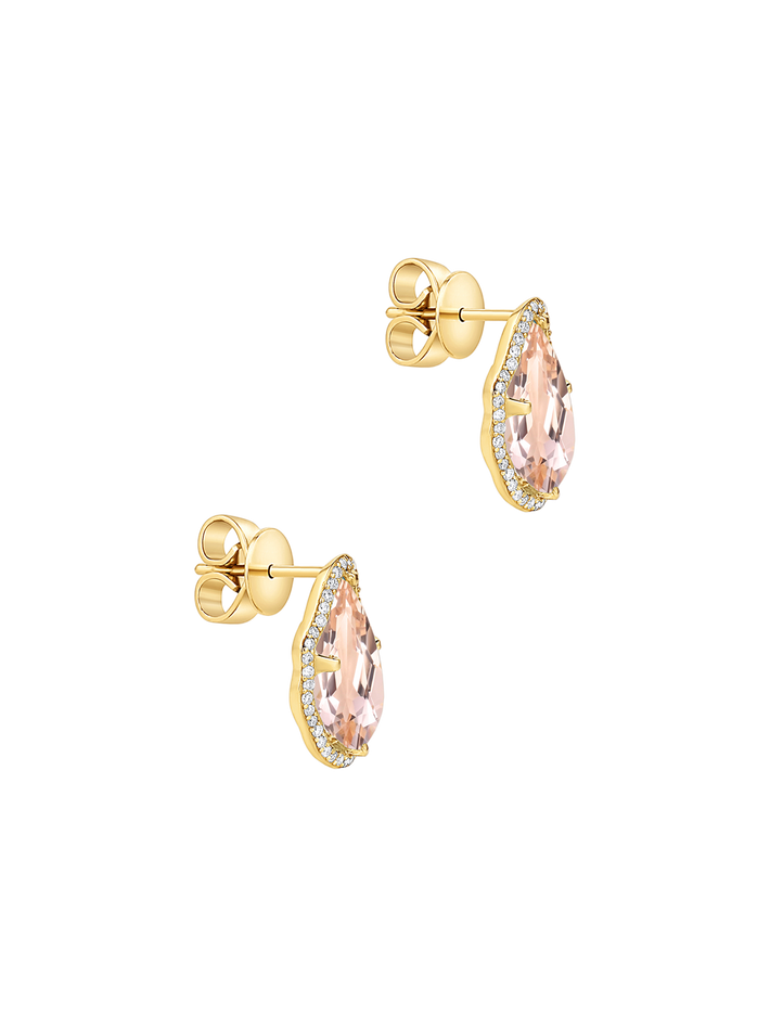 Glow earrings peach morganite with diamonds