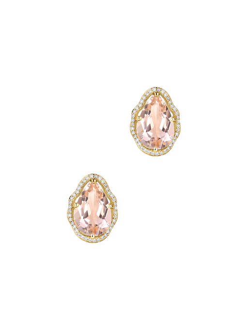 Glow earrings peach morganite with diamonds photo