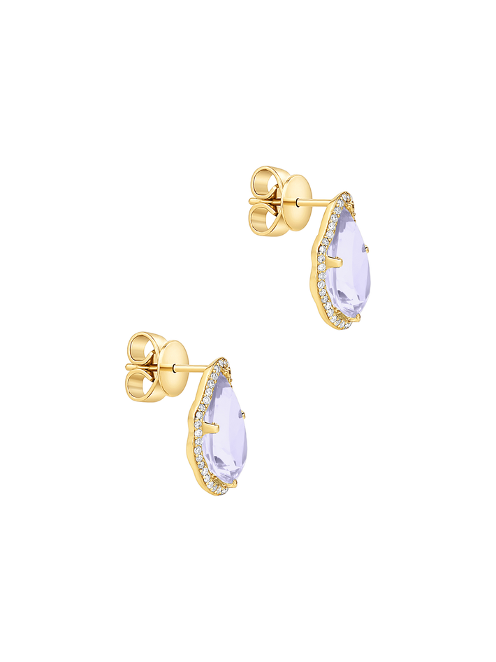 Glow earrings lavender quartz with diamonds