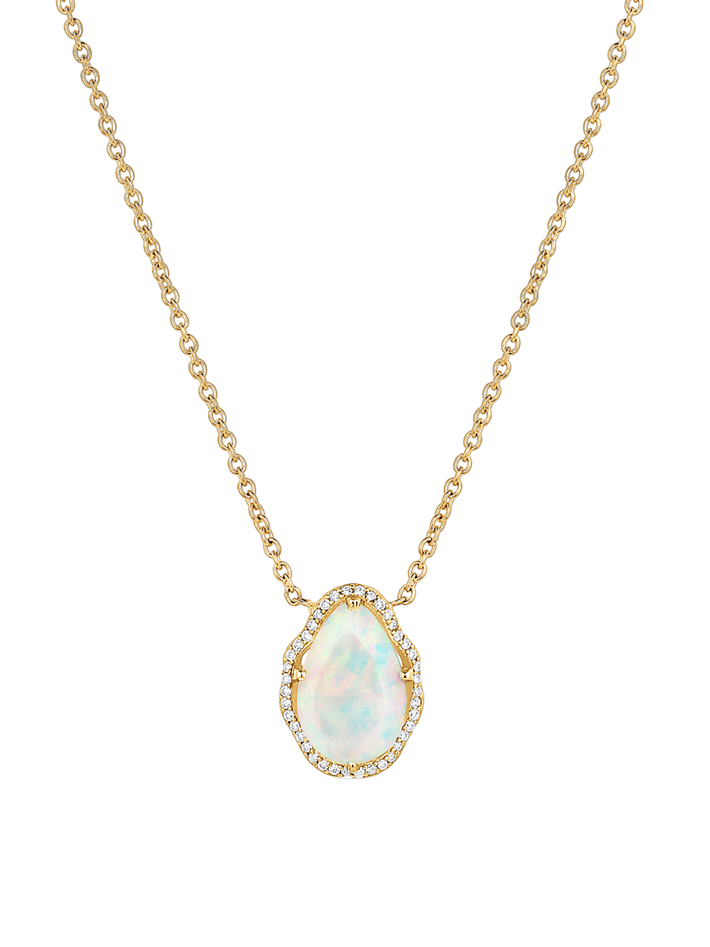 Glow necklace ethiopian opal with diamonds