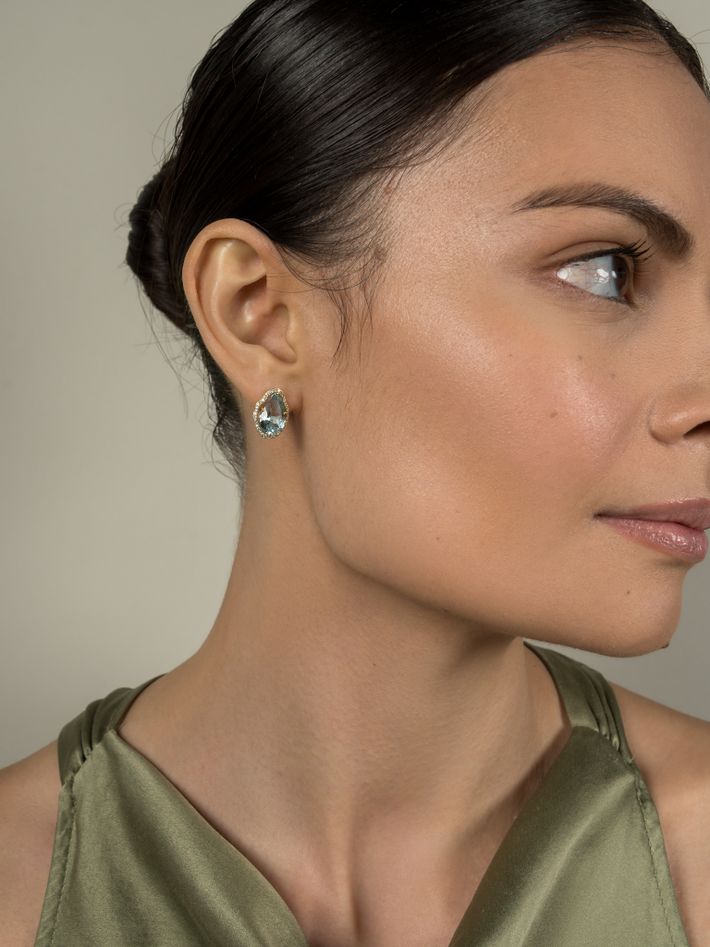 Glow earrings aquamarine with diamonds