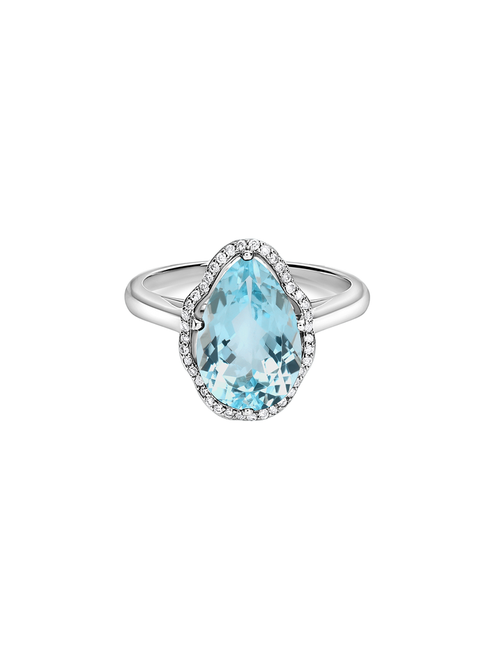 Glow ring aquamarine with diamonds