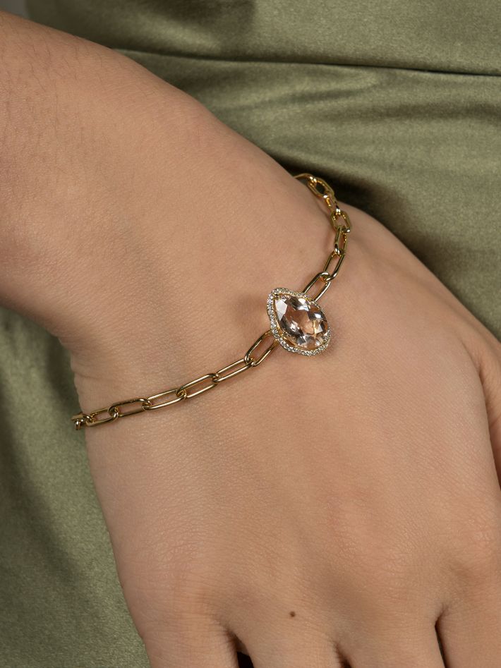 Glow bracelet peach morganite with diamonds
