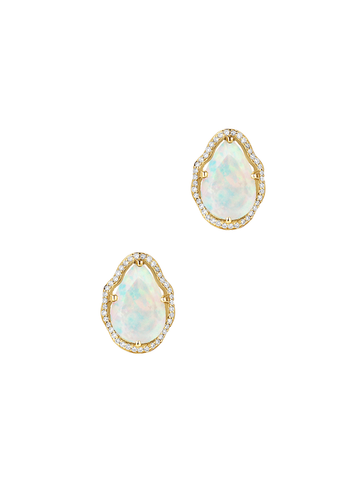 Glow earrings ethiopian opal with diamonds photo