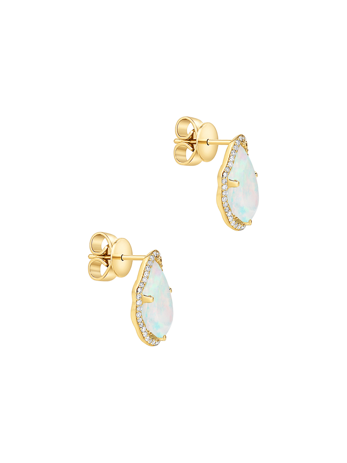 Glow earrings ethiopian opal with diamonds