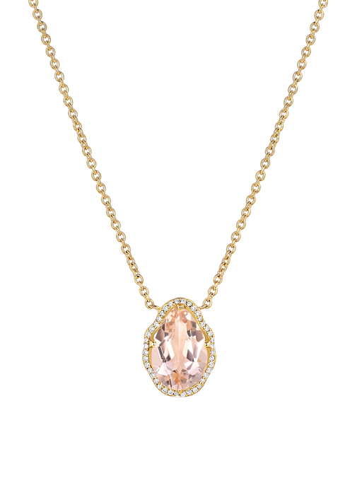 Glow necklace peach morganite with diamonds photo