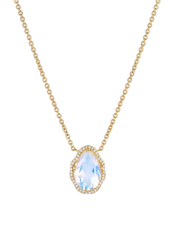Glow necklace blue moonstone with diamonds