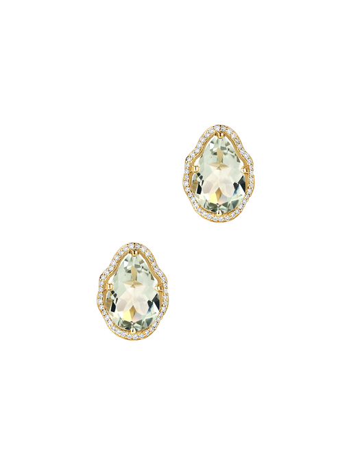 Glow earrings prasiolite with diamonds photo