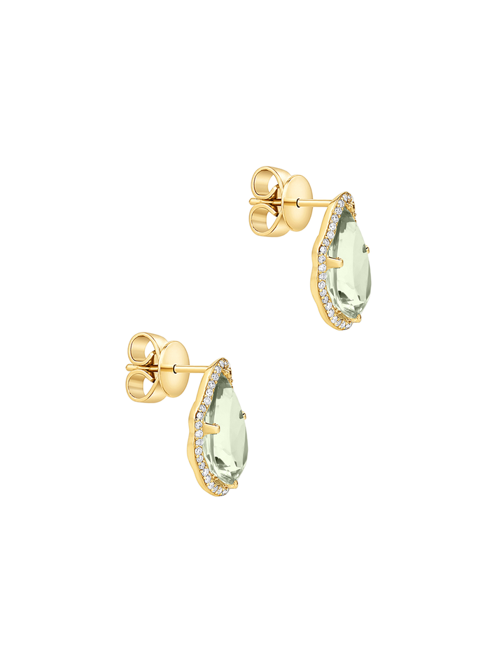 Glow earrings prasiolite with diamonds