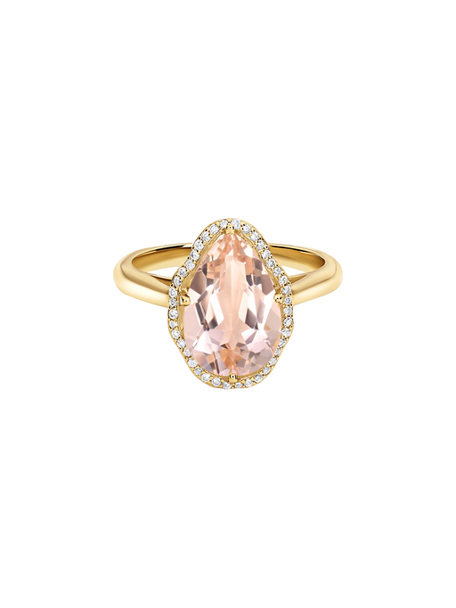 Glow ring peach morganite with diamonds photo