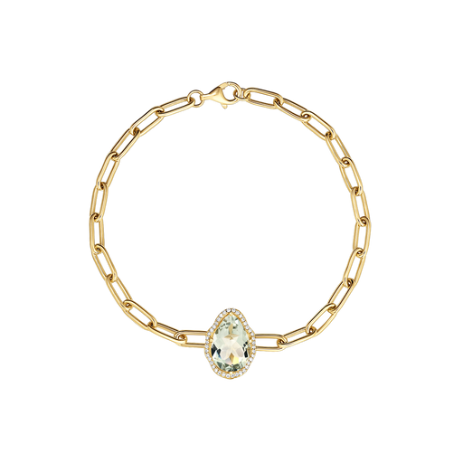 Glow bracelet prasiolite with diamonds photo