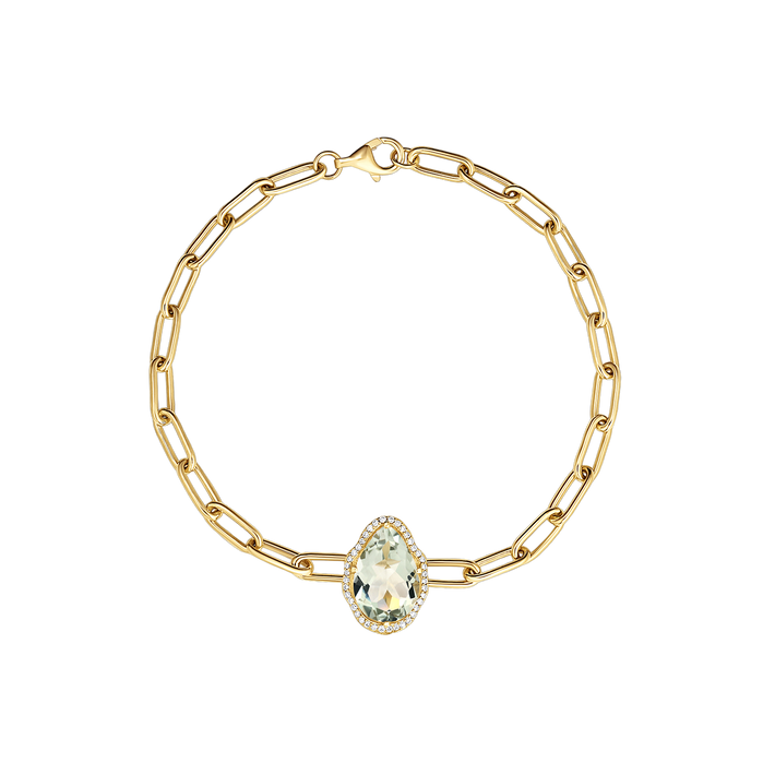 Glow bracelet prasiolite with diamonds