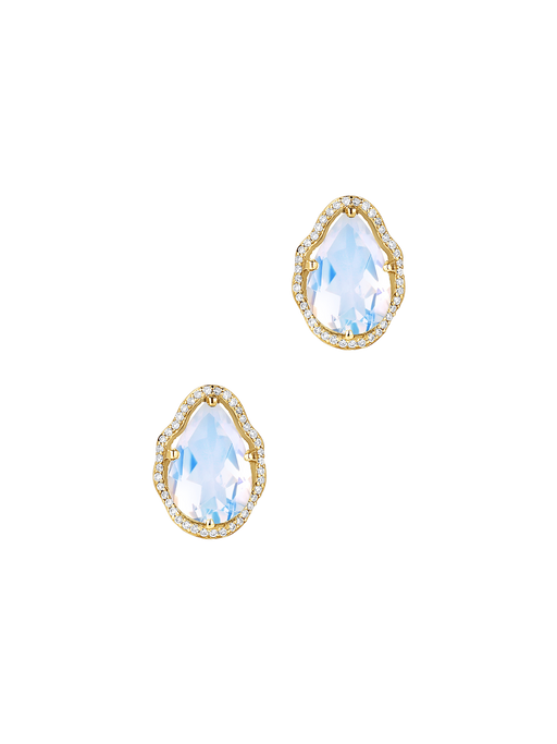 Glow earrings blue moonstone with diamonds photo