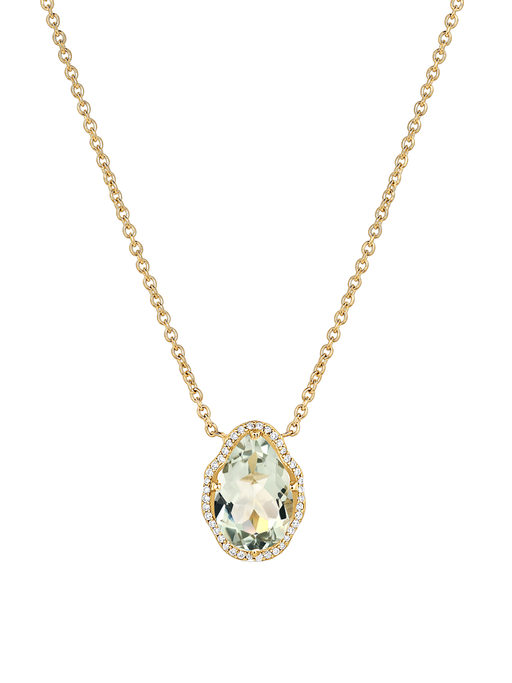 Glow necklace prasiolite with diamonds photo