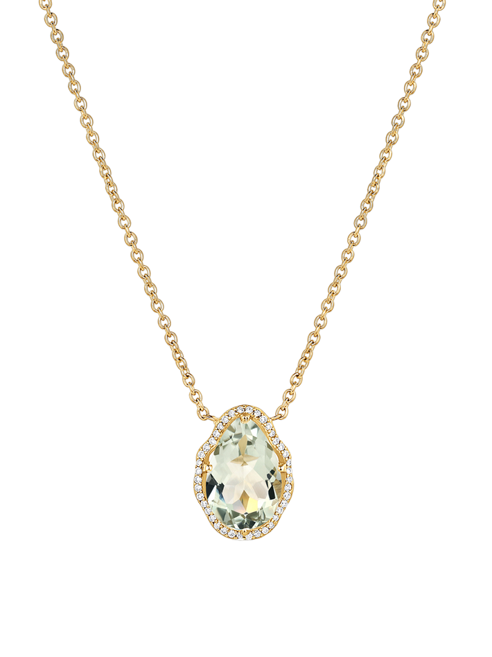 Glow necklace prasiolite with diamonds